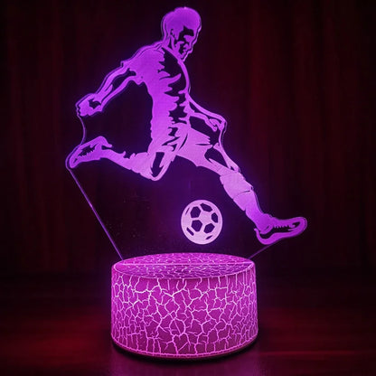 Luminária LED 3D para Sala de Estar para Fãs de Futebol com Cores Variáveis e Iluminação Visual