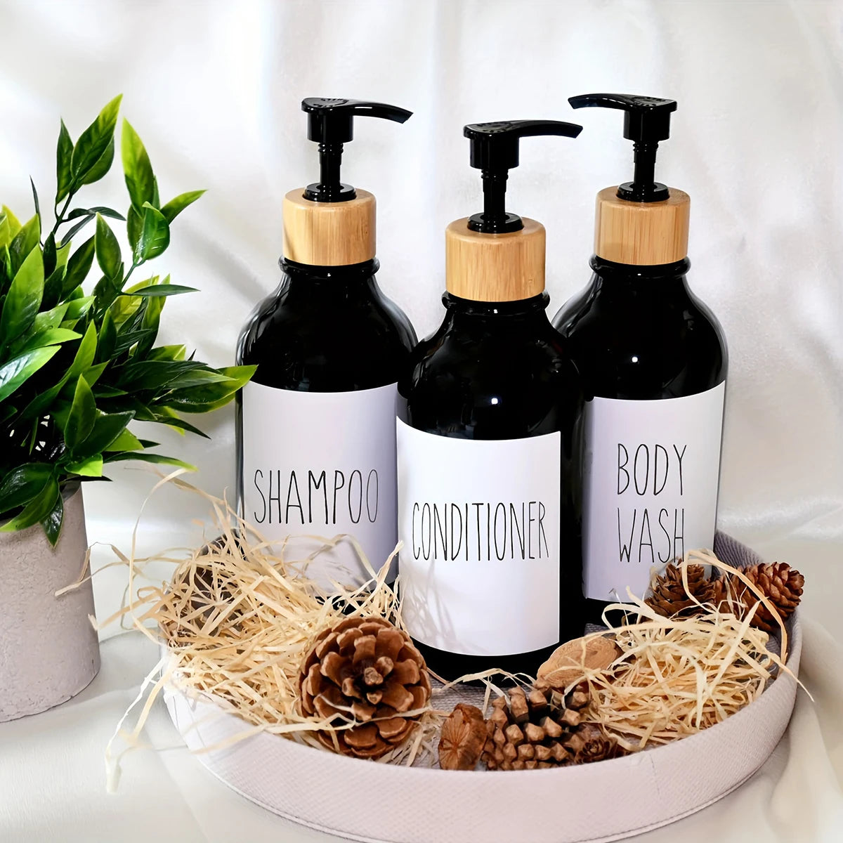 Dispenser de Shampoo e Condicionador para Banheiro Reutilizável