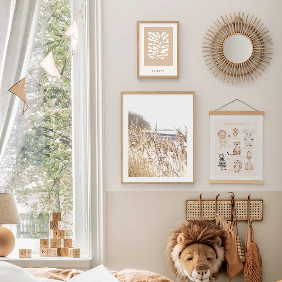 Pintura Em Tela Para Quarto Com Folhas Abstratas