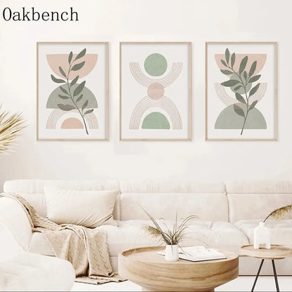 Pintura Abstrata Em Tela Geométrica Boho Para Sala