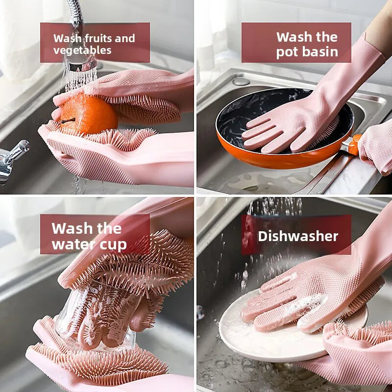 Luvas De Silicone Impermeáveis Para Lavar Louça Duráveis