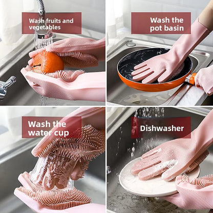 Luvas De Silicone Impermeáveis Para Lavar Louça Duráveis