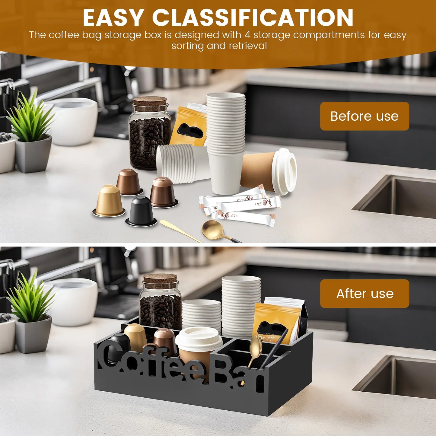 Caixas Organizadoras De Madeira Com 5 Compartimentos Para Organização E Design Moderno Para Cozinha