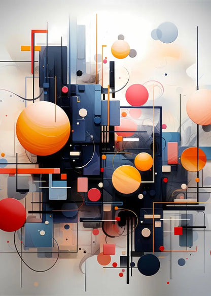 Cartaz Geométrico Abstrato Minimalista para Sala Sem Moldura