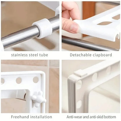 Prateleiras Organizadoras Modulares para Cozinha – Aço Inox e ABS com Design Moderno e Alta Durabilidade