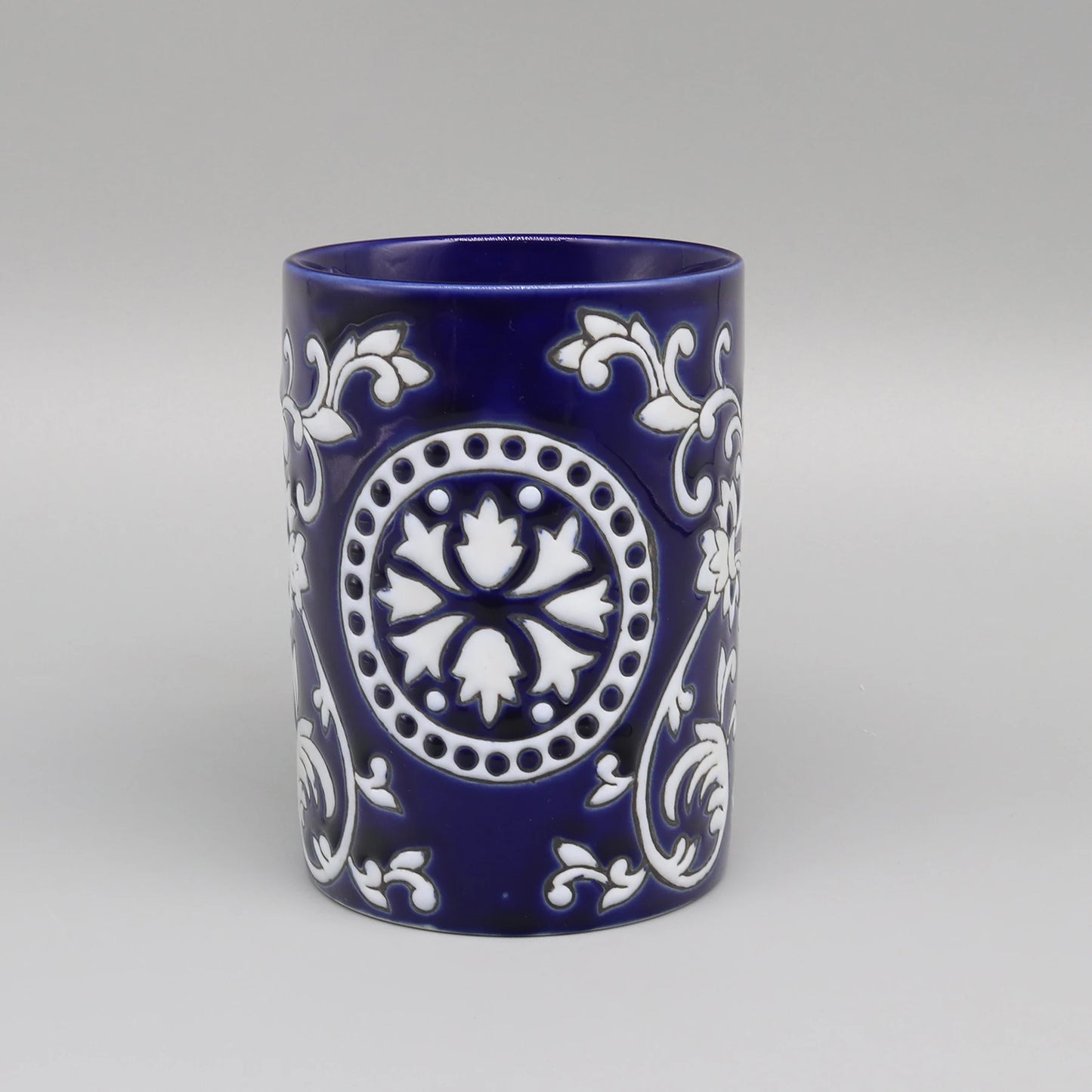 Dispensador De Sabonete Líquido Cerâmico Azul Banheiro Premium