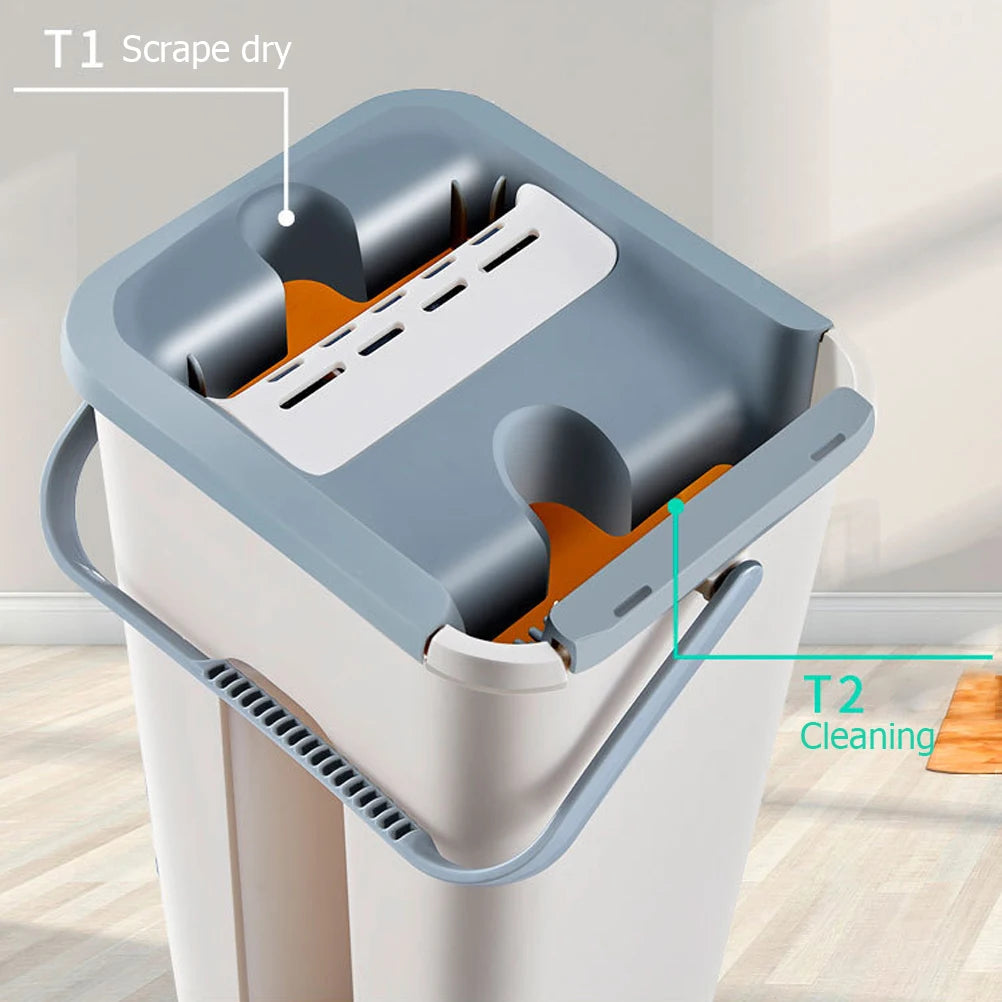 Esfregão Microfibra Ultraabsorvente Plano Multifuncional Profissional Telescópico Rotativo