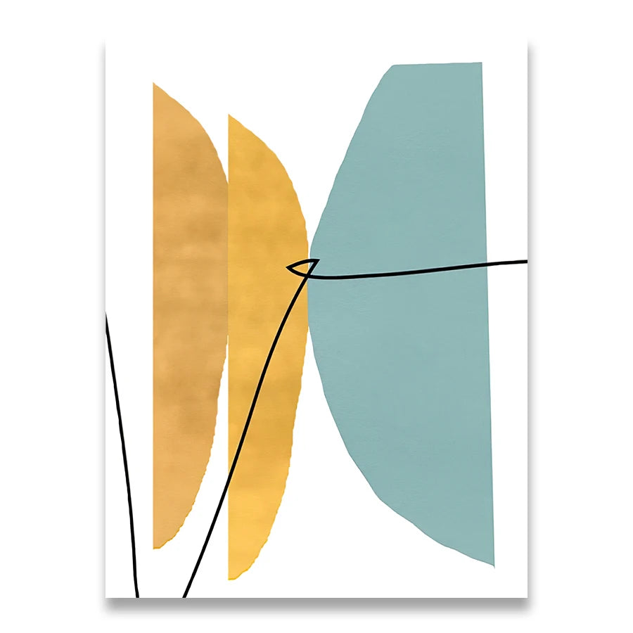 Pôster Abstrato Para Sala Estar Geométrico Azul Amarelo