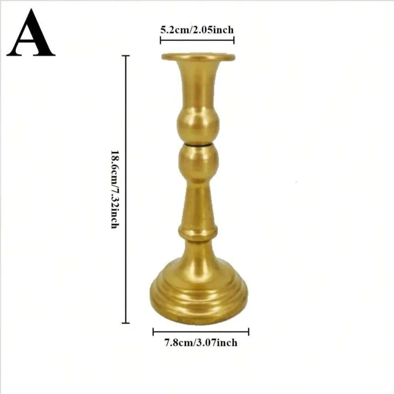 Castiçais Decorativos Metálicos Dourados Para Mesas de Eventos