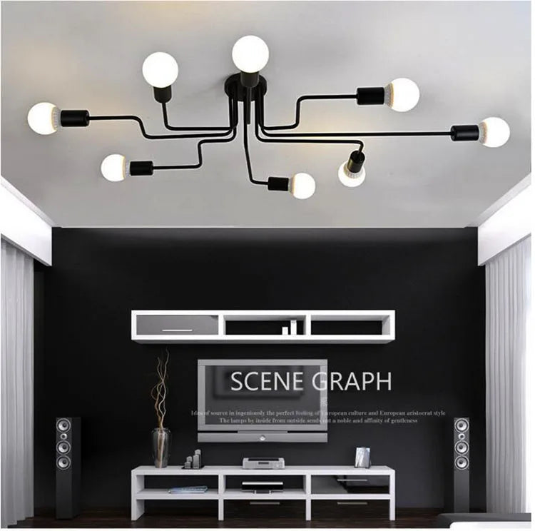 Lustre Pendente Vintage Ferro Forjado Haste Múltipla Jantar