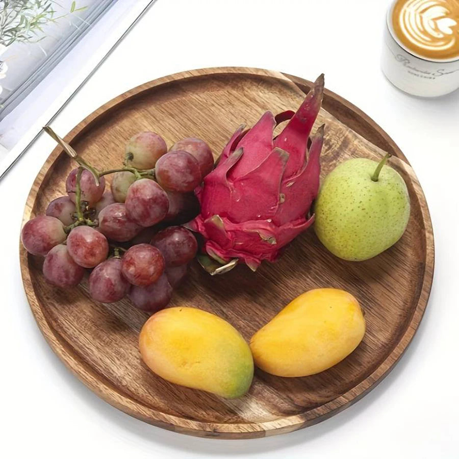 Bandeja Circular de Madeira para Cozinha Profissional Multifuncional