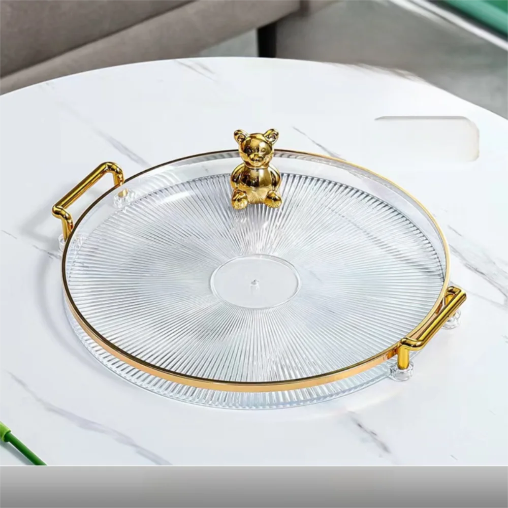 Bandeja de Armazenamento Redonda Multifuncional para Mesa Ouro