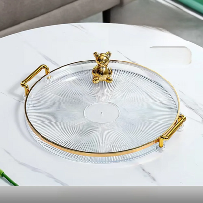 Bandeja de Armazenamento Redonda Multifuncional para Mesa Ouro