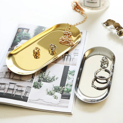 Bandeja De Ouro Rosa Para Jóias Nórdicas Organizador