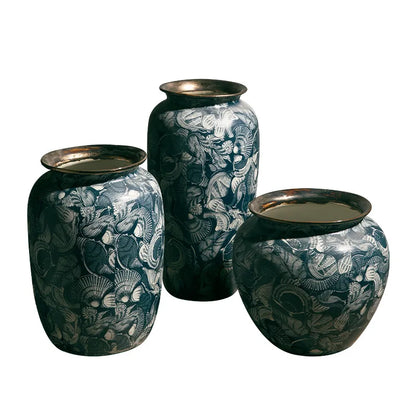 Vaso Porcelânico Decorativo Retrô Azul Branco para Sala