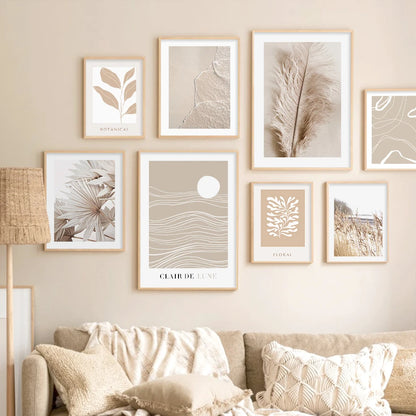 Pintura Em Tela Para Quarto Com Folhas Abstratas