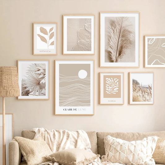 Pintura Em Tela Para Quarto Com Folhas Abstratas