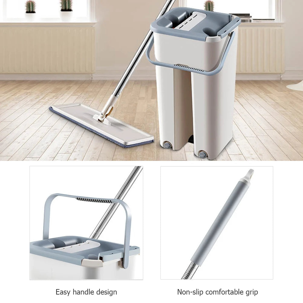 Esfregão Microfibra Ultraabsorvente Plano Multifuncional Profissional Telescópico Rotativo