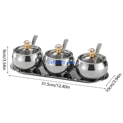 Conjunto Profissional Recipientes Temperos Cozinha Inoxidável Durável
