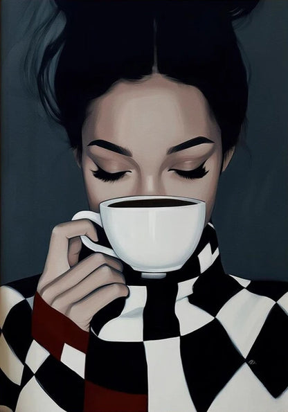 Quadro Em Tela Sem Moldura Abstrato Mulher Com Flores Para Sala Minimalista Nordic