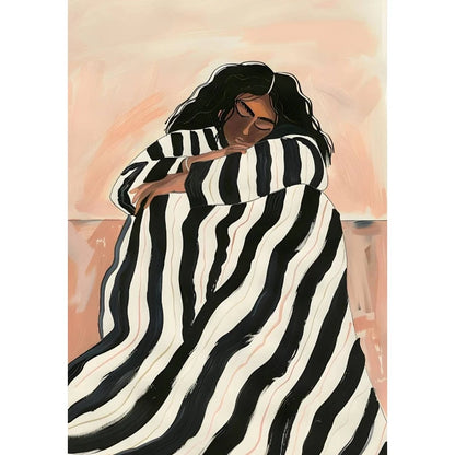 Quadro Abstrato Monocromático Em Tela Para Sala Premium