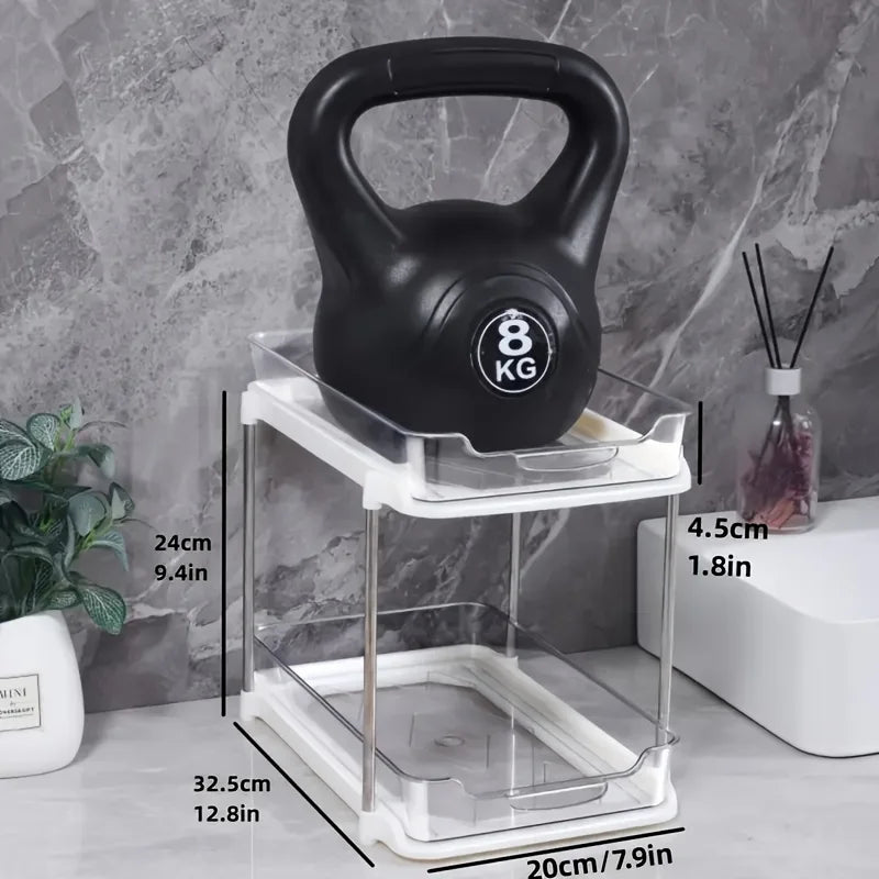 Organizador Multicamadas Removível Transparente com Separadores Ajustáveis Para Cozinha e Banheiro