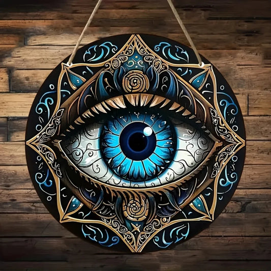 Placa Decorativa Redonda Madeira Para Portas Boêmio Proteção