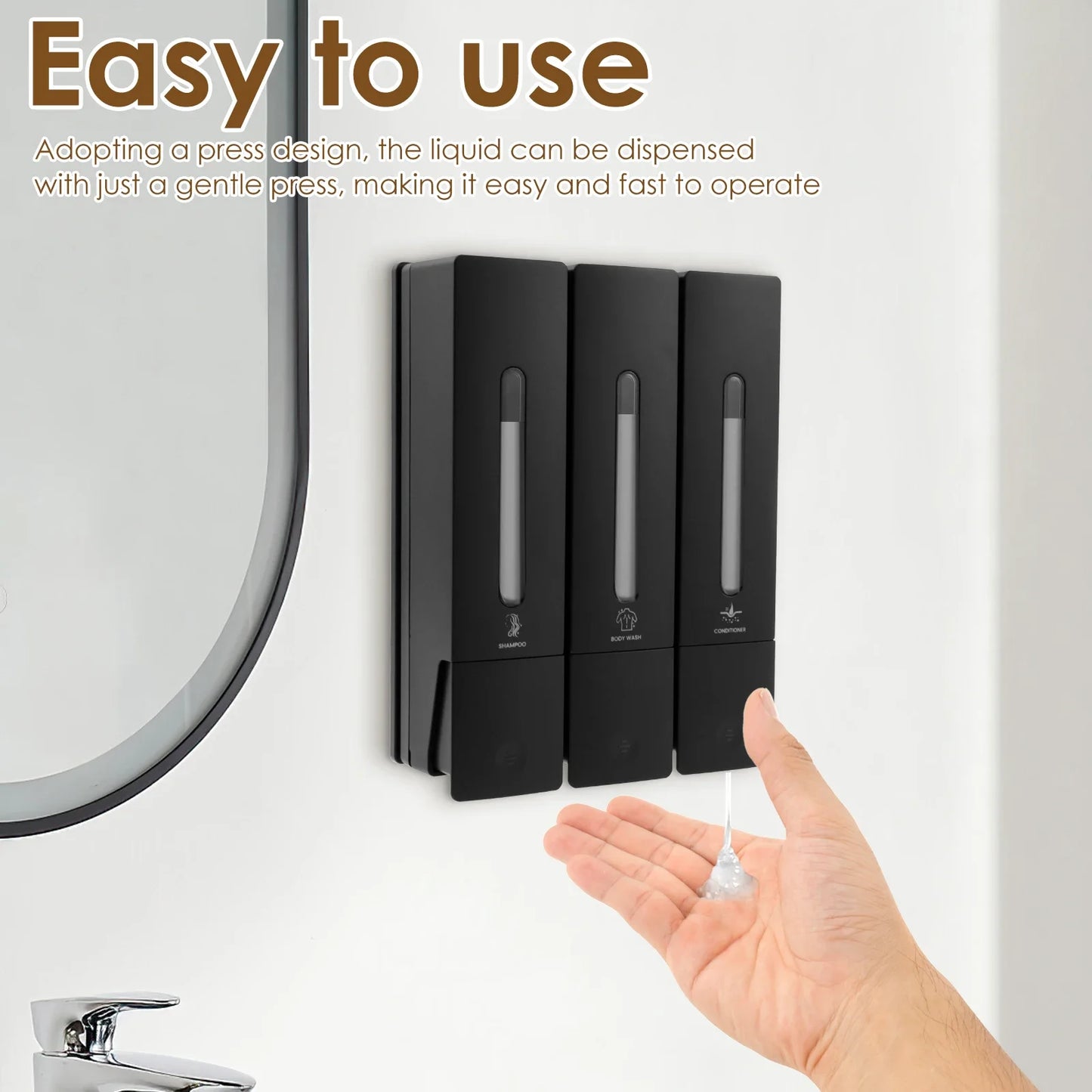 Dispensador De Shampoo Para Parede Do Chuveiro Recarregável