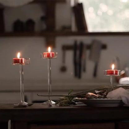 Castiçal de Vidro com Haste Alta Alça Longa