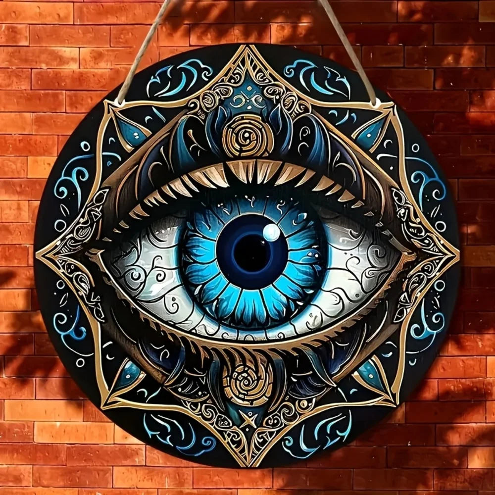 Placa Decorativa Redonda Madeira Para Portas Boêmio Proteção