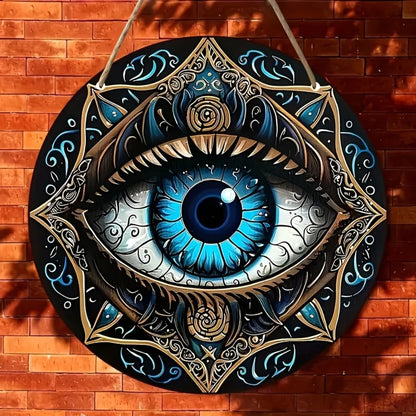 Placa Decorativa Redonda Madeira Para Portas Boêmio Proteção