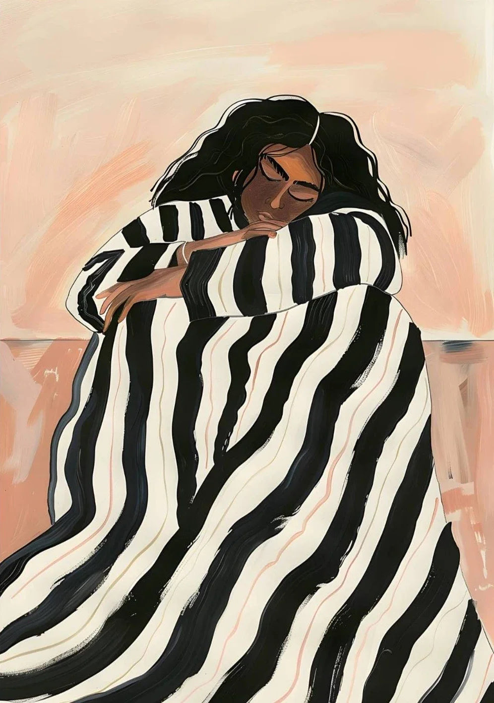 Quadro Abstrato Monocromático Em Tela Para Sala Premium