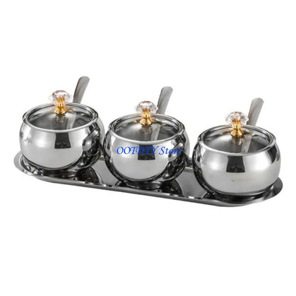 Conjunto Profissional Recipientes Temperos Cozinha Inoxidável Durável