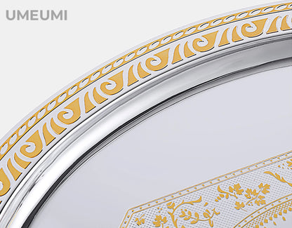 Bandeja Dourada em Metal para Chá com Alça