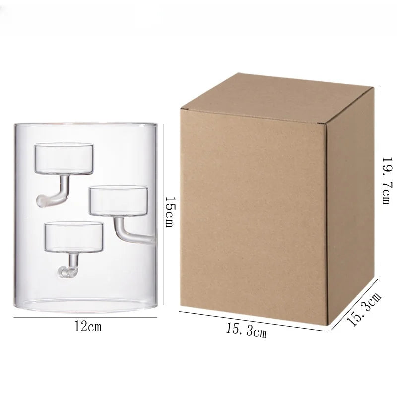 Castiçal Casamento Translúcido Vidro Cilíndrico Furacão Tealight Superluxuoso