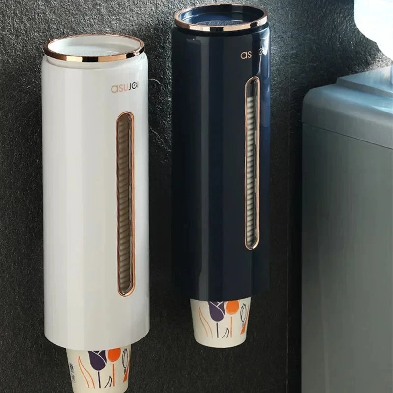 Dispensador Automático Fixado na Parede para Copos de Papel Descartáveis em Plástico