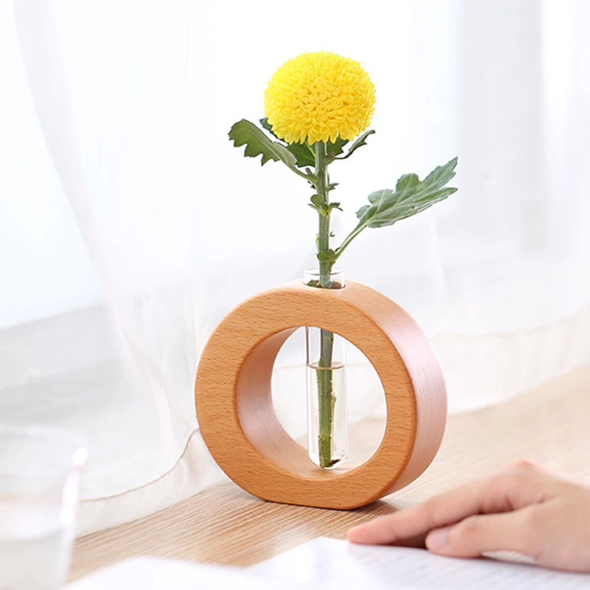 Vaso Decorativo Vidro Madeira Nogueira para Sala Premium