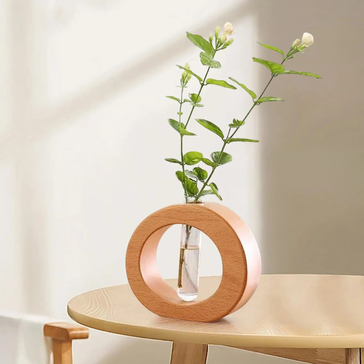 Vaso Decorativo Vidro Madeira Nogueira para Sala Premium