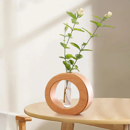 Vaso Decorativo Vidro Madeira Nogueira para Sala Premium