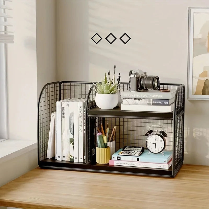 Organizador De Mesa Em Camadas De Metal Durável Para Escritório E Armazenamento Prateleiras Modulares