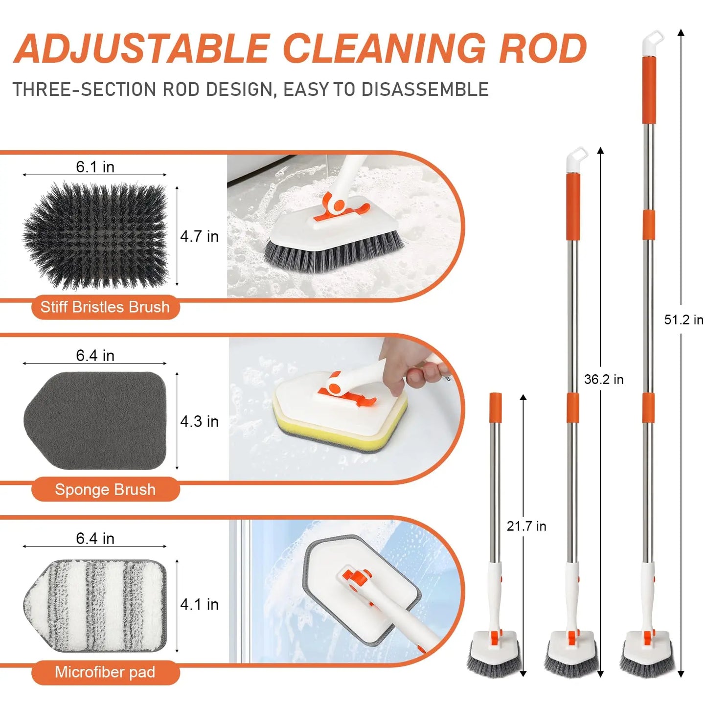 Escova Higienizadora Multifuncional Intercambiáveis Versátil Para Banheiro Cozinha