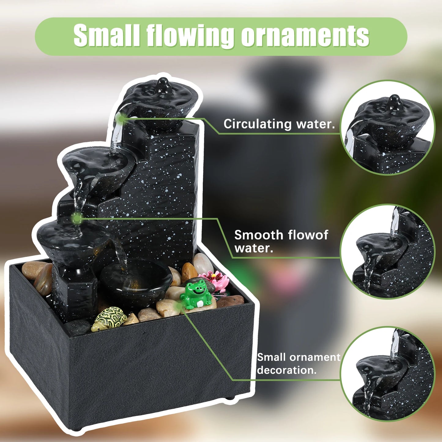 Mesa Cascata Decorativa Para Meditação Com Luz Suave