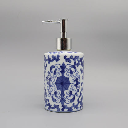 Dispensador De Sabonete Líquido Cerâmico Azul Banheiro Premium