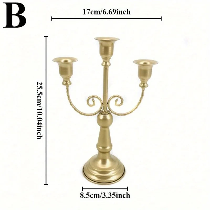 Castiçais Decorativos Metálicos Dourados Para Mesas de Eventos