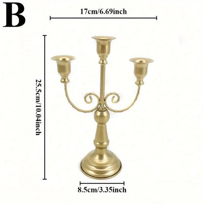 Castiçais Decorativos Metálicos Dourados Para Mesas de Eventos
