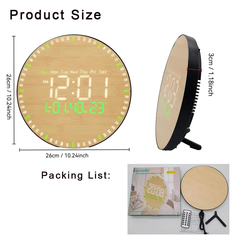 Despertador Digital Silencioso Para Parede USB Madeira