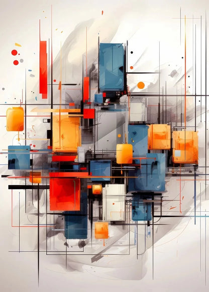 Cartaz Geométrico Abstrato Minimalista para Sala Sem Moldura