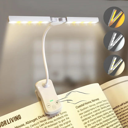 Luminária Noturna de Leitura USB Recarregável com Clipe