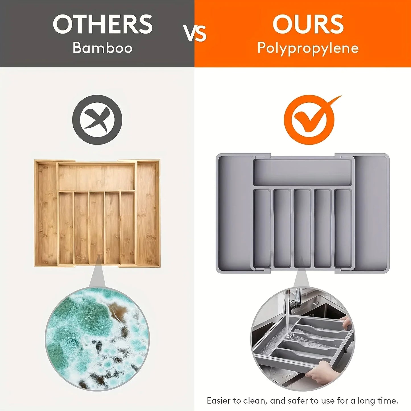 Organizador Talheres Ajustável Ergonômico com Divisórias de Plástico Reforçado e Design Moderno