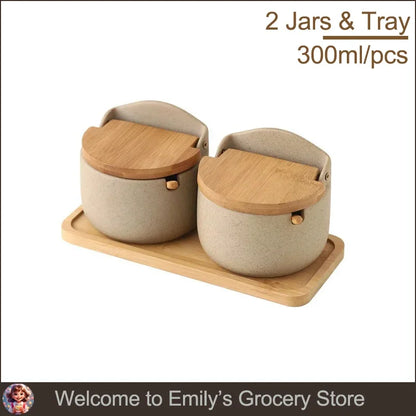 Conjunto Potes Especiarias Cerâmica 300ml Para Cozinha Organizada